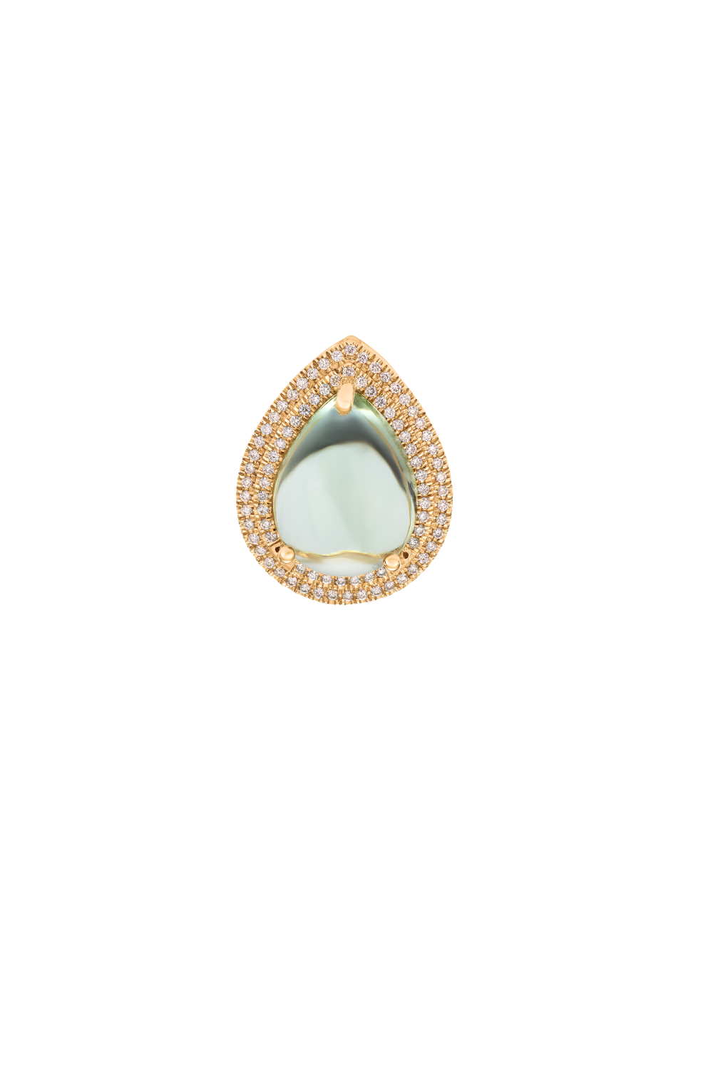 Green gemstone and diamond huge cocktail ring by Gemima in yellow gold